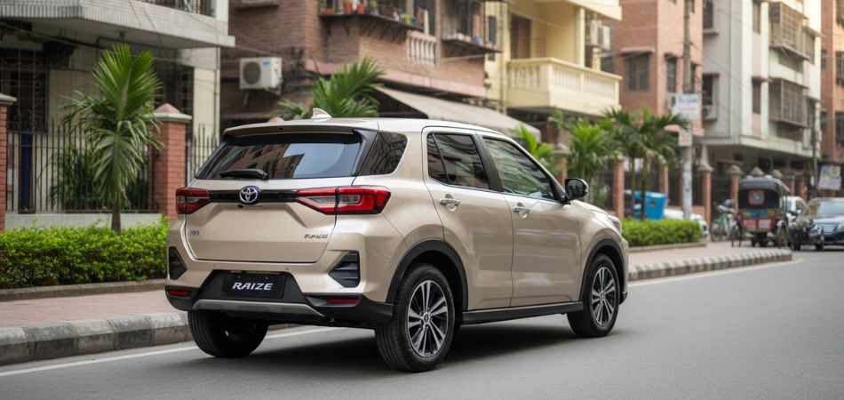 Toyota Raize gold color rear view