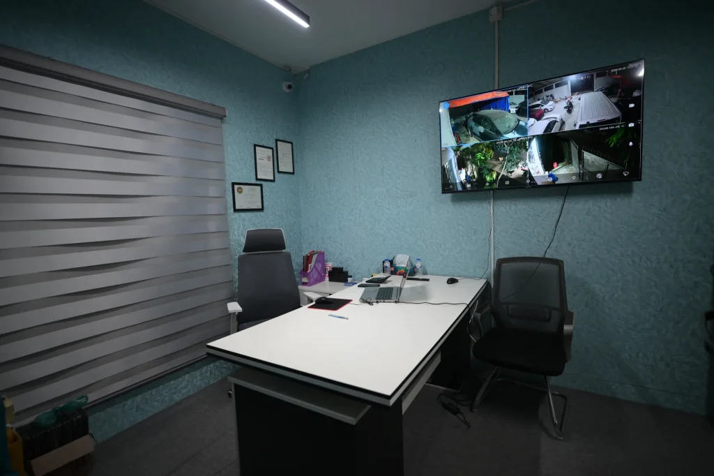 Manager cabin with 24/7 CCTV monitoring at Car Theory BD
